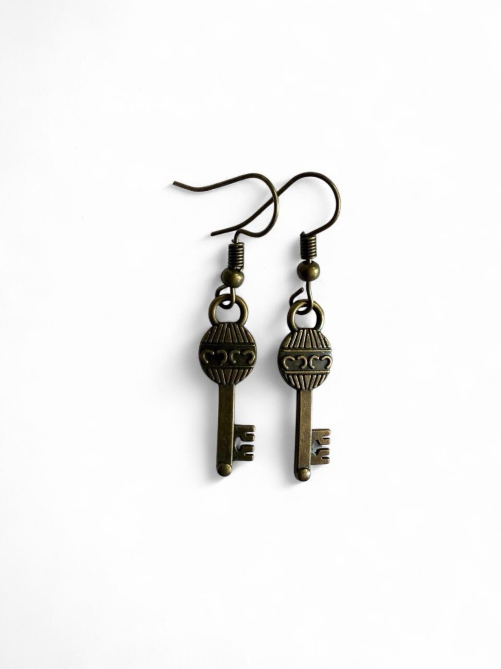 Handmade Bronze Skeleton Key Earrings Vintage Statement 🔑